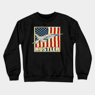 B-58 Hustler US Bomber Aircraft Plane USAF Airplane USA Flag Crewneck Sweatshirt